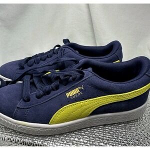 PUMA✨Dark Blue Yellow Classic Suede Shoes✨UNISEX✨365073‎ 20 Sz 5.5C